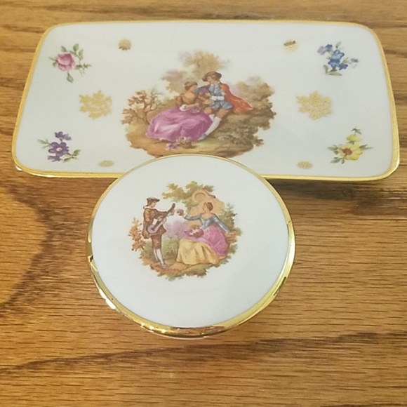 Limoges vintage 2 gold decorated china pieces - Picture 2 of 8
